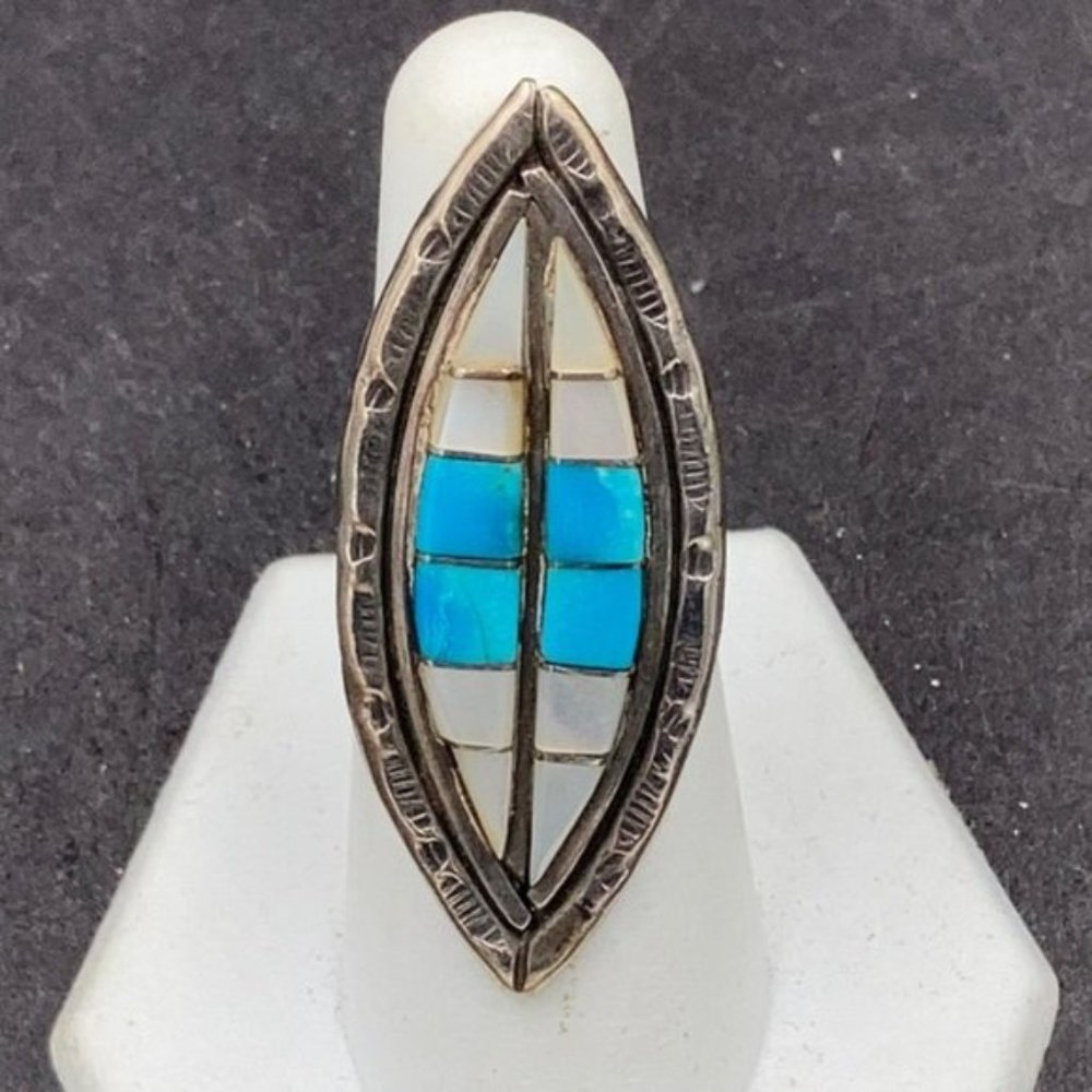 Vintage Sterling Turquoise MOP Native American Ring